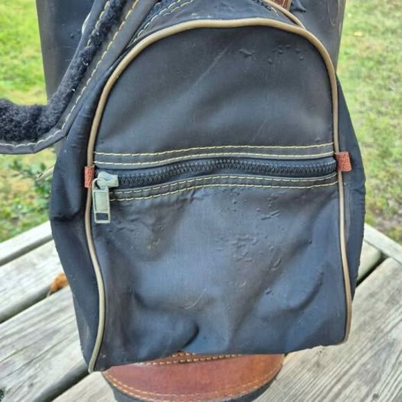 Vintage Pro Classic Nylon/Leather 14-way Golf Bag w/ Rain Cover & Carry Strap - Picture 7 of 10
